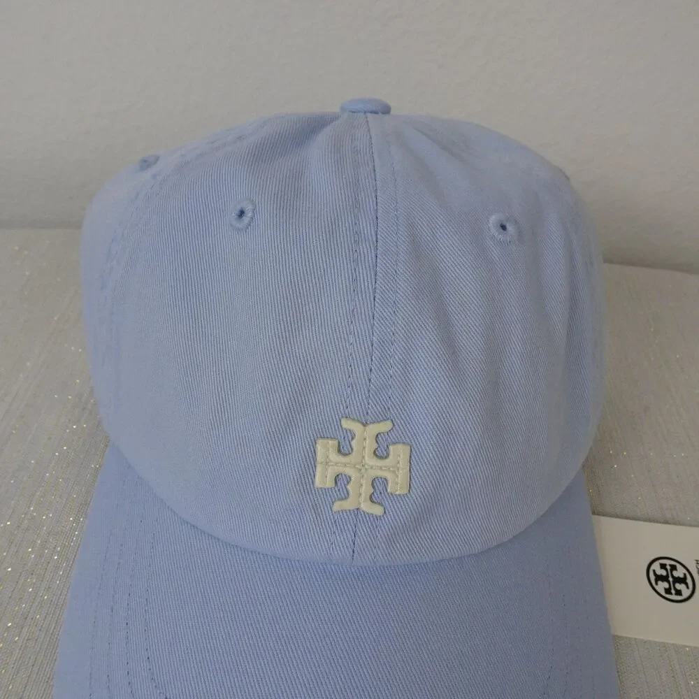 TORY BURCH Logo Baseball Cap Hat Blue Ice Floe Adjustable Cotton NWT $78 - Picture 5 of 13
